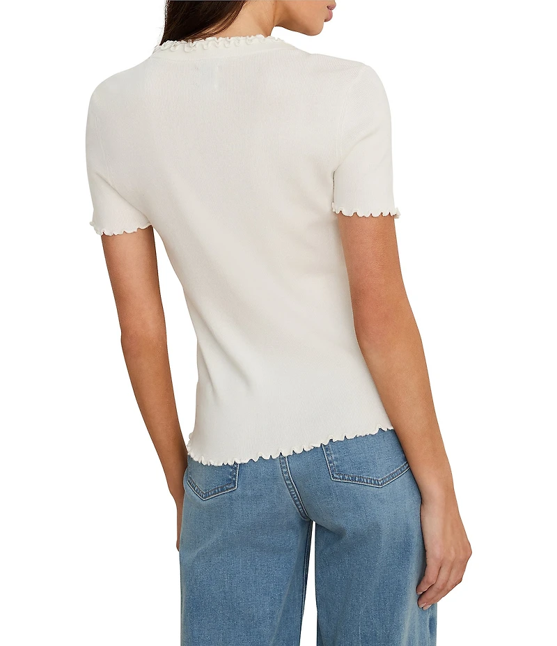NIC + ZOE Knit Crew Neck Short Sleeve Lettuce Trim Tee
