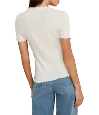 NIC + ZOE Knit Crew Neck Short Sleeve Lettuce Trim Tee