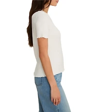 NIC + ZOE Knit Crew Neck Short Sleeve Lettuce Trim Tee