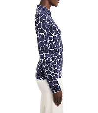 NIC + ZOE Knit Geo Pebble Print Collar V-Neck Long Sleeve Wrap Shirt