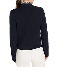 NIC + ZOE Knit Round Neck Long Sleeve Button Front Bomber Jacket