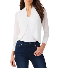 NIC + ZOE Linen Blend Knit Stand Collar 3/4 Sleeve Bolero Cardigan