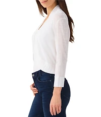 NIC + ZOE Linen Blend Knit Stand Collar 3/4 Sleeve Bolero Cardigan