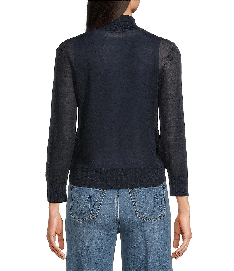 NIC + ZOE Linen Blend Knit Stand Collar 3/4 Sleeve Bolero Cardigan