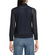 NIC + ZOE Linen Blend Knit Stand Collar 3/4 Sleeve Bolero Cardigan