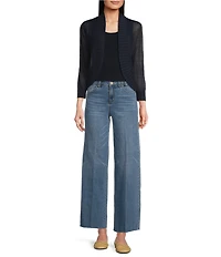 NIC + ZOE Linen Blend Knit Stand Collar 3/4 Sleeve Bolero Cardigan
