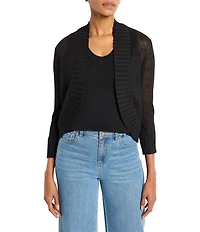 NIC + ZOE Linen Blend Knit Stand Collar 3/4 Sleeve Bolero Cardigan