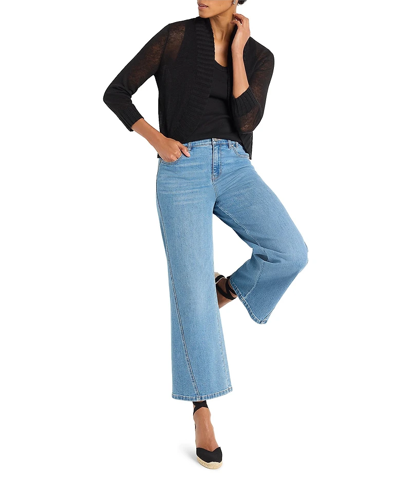 NIC + ZOE Linen Blend Knit Stand Collar 3/4 Sleeve Bolero Cardigan