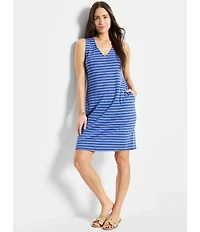 NIC + ZOE Knit Striped V-Neck Sleeveless Dress