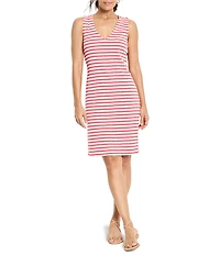 NIC + ZOE Knit Striped V-Neck Sleeveless Dress