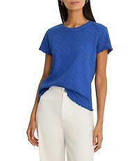 NIC + ZOE Lace Knit Crew Neck Short Sleeve Tee