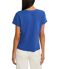 NIC + ZOE Lace Knit Crew Neck Short Sleeve Tee