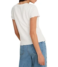 NIC + ZOE Lace Knit Crew Neck Short Sleeve Tee