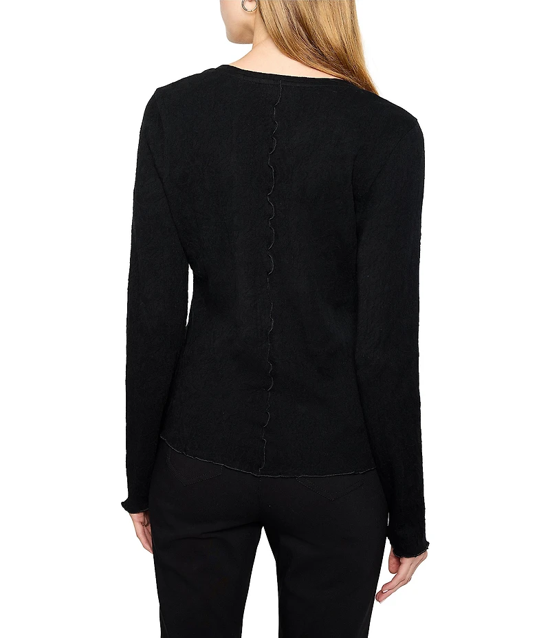 NIC + ZOE Lace Print Knit V-Neck Long Sleeve T-Shirt