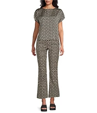 NIC + ZOE Lacy Diamonds Day Coordinating Gloss Scoop Neck Cap Sleeve Tee