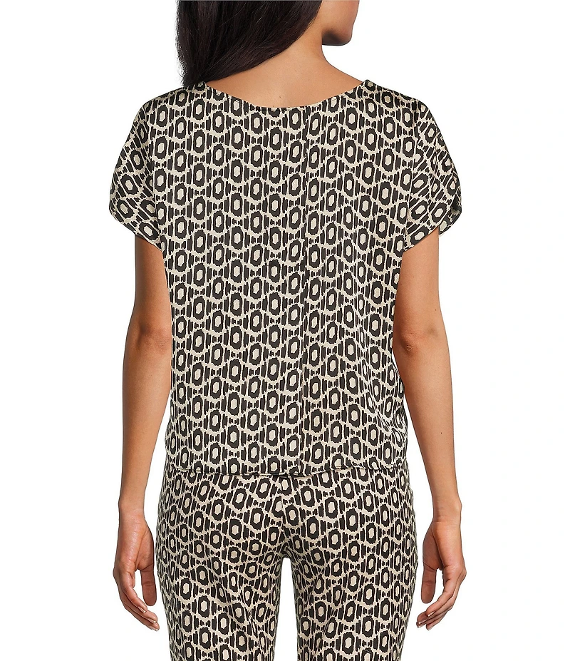 NIC + ZOE Lacy Diamonds Day Coordinating Gloss Scoop Neck Cap Sleeve Tee