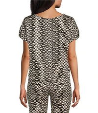 NIC + ZOE Lacy Diamonds Day Coordinating Gloss Scoop Neck Cap Sleeve Tee