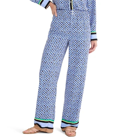NIC + ZOE Lenox Mosaic Trimmed Wide Leg Relaxed Pants