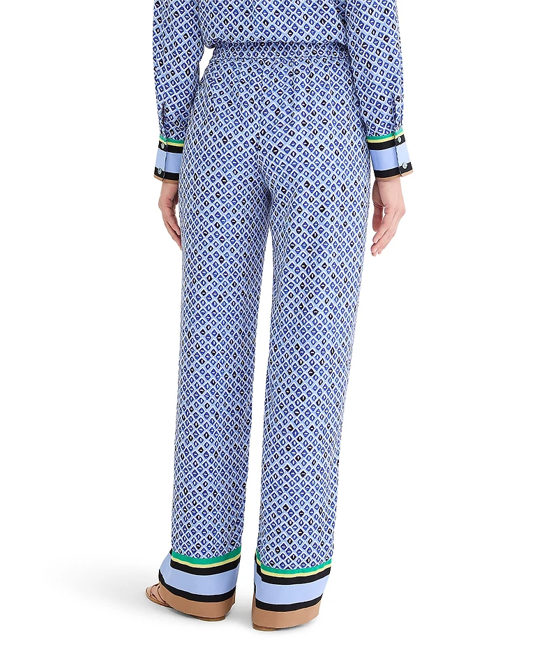 NIC + ZOE Lenox Mosaic Trimmed Wide Leg Relaxed Pants