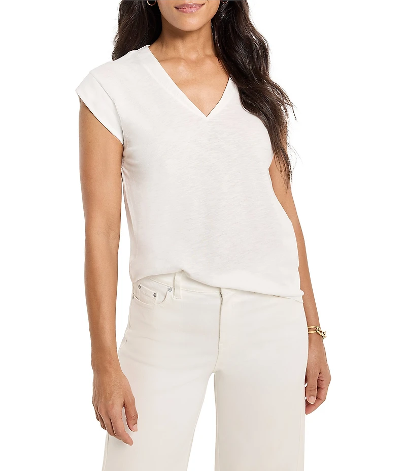 NIC + ZOE Lightweight Knit V-Neck Cap Sleeve Top