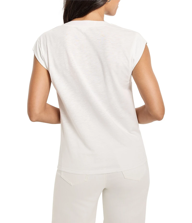 NIC + ZOE Lightweight Knit V-Neck Cap Sleeve Top