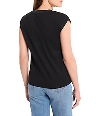 NIC + ZOE Lightweight Knit V-Neck Cap Sleeve Top