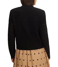 NIC + ZOE Lightweight Piped Knit Statement Band Collar Long Sleeve Button-Front Jacket