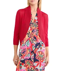 NIC + ZOE Linen Blend Knit Open Front 3/4 Sleeve Bolero Cardigan