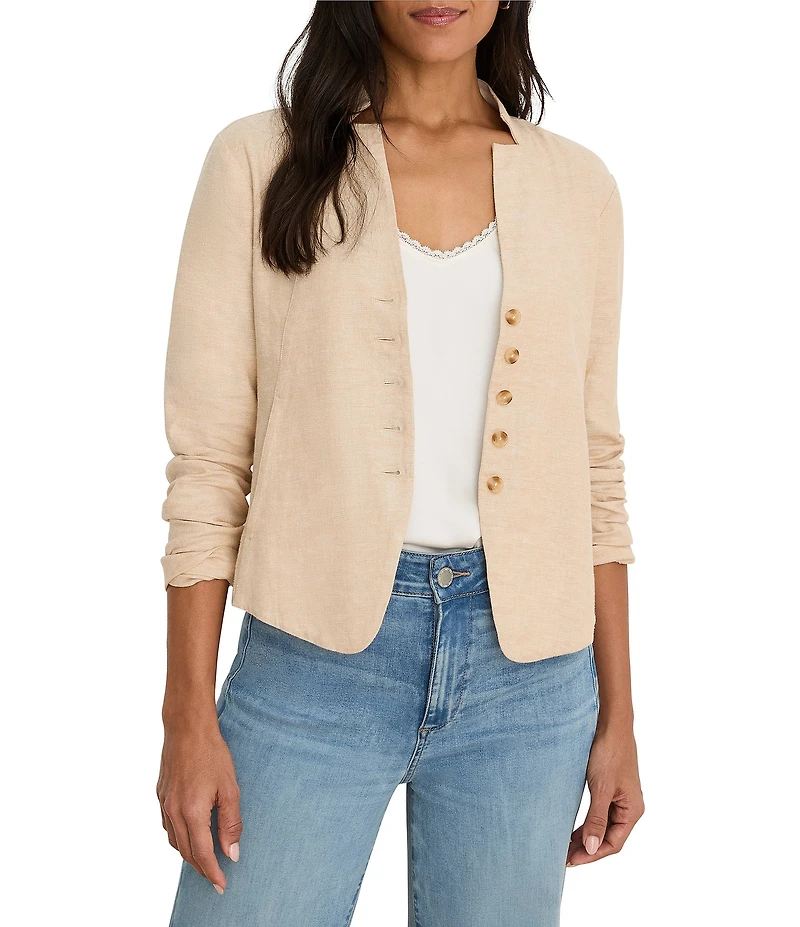 NIC + ZOE Linen-Blend Seams To Be Stretch Button-Front Jacket