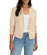 NIC + ZOE Linen-Blend Seams To Be Stretch Button-Front Jacket