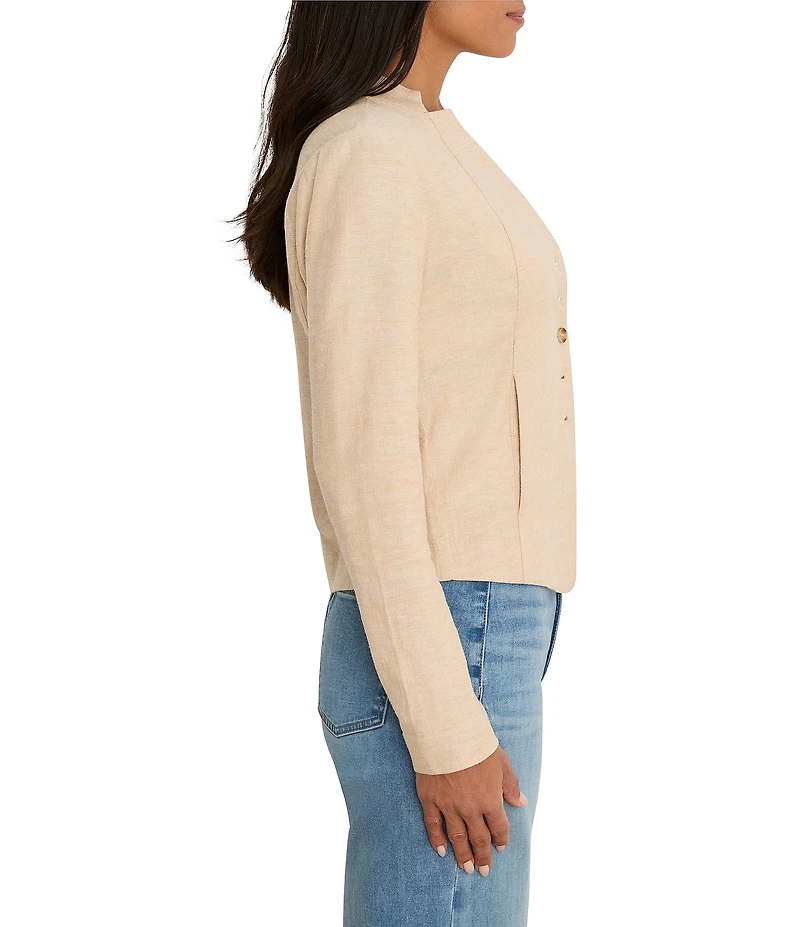 NIC + ZOE Linen-Blend Seams To Be Stretch Button-Front Jacket