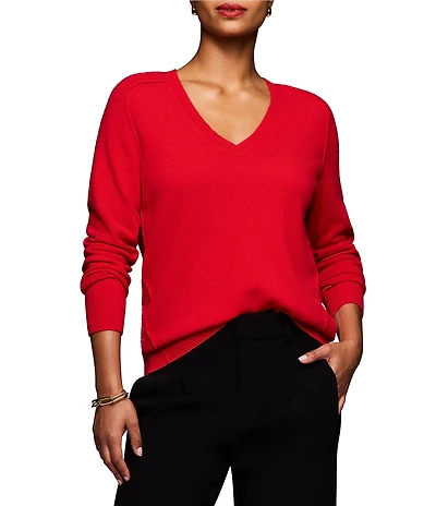 NIC + ZOE Luxe Cashmere V-Neck Long Sleeve Sweater
