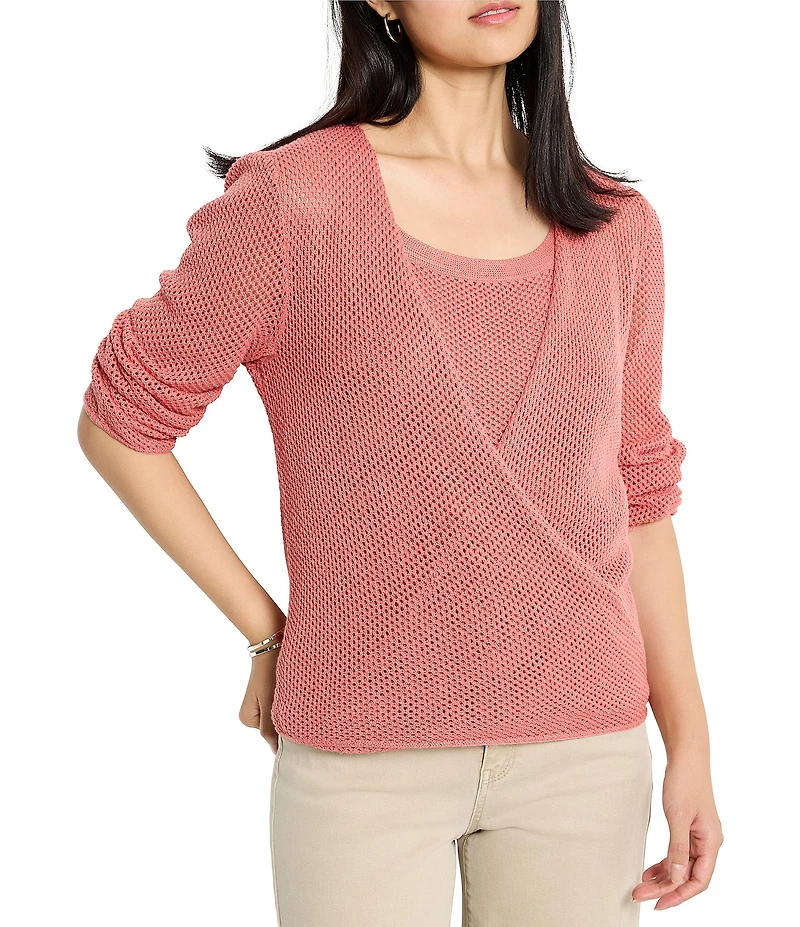 NIC + ZOE Mesh 4-Way Bracelet Sleeve Open Front Cardigan