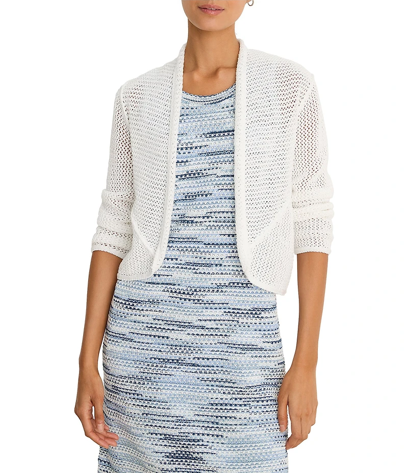 NIC + ZOE Mesh Cocoon Open Front Long Sleeve Cardigan