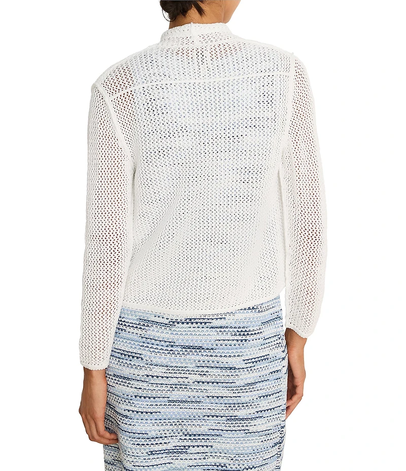 NIC + ZOE Mesh Cocoon Open Front Long Sleeve Cardigan