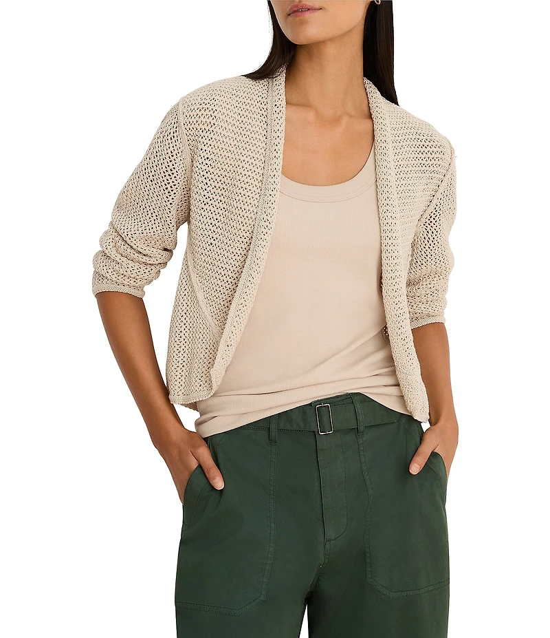 NIC + ZOE Mesh Cocoon Open Front Long Sleeve Cardigan