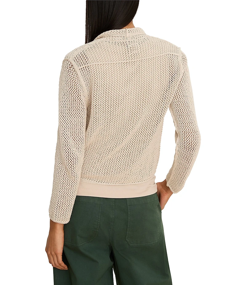 NIC + ZOE Mesh Cocoon Open Front Long Sleeve Cardigan