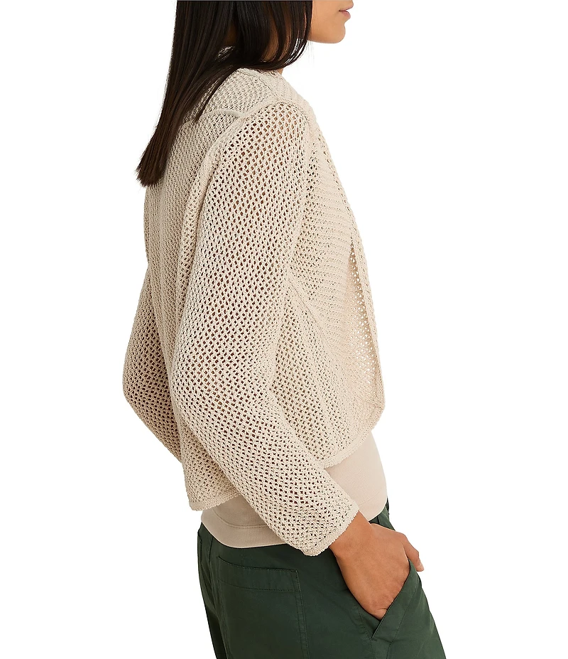 NIC + ZOE Mesh Cocoon Open Front Long Sleeve Cardigan