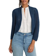 NIC + ZOE Mesh Cocoon Open Front Long Sleeve Cardigan