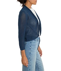 NIC + ZOE Mesh Cocoon Open Front Long Sleeve Cardigan