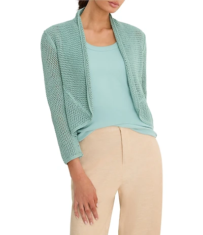 NIC + ZOE Mesh Cocoon Open Front Long Sleeve Cardigan