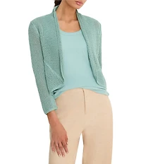 NIC + ZOE Mesh Cocoon Open Front Long Sleeve Cardigan