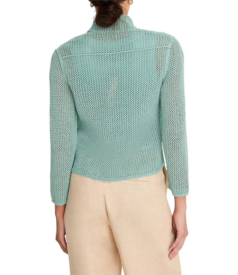 NIC + ZOE Mesh Cocoon Open Front Long Sleeve Cardigan