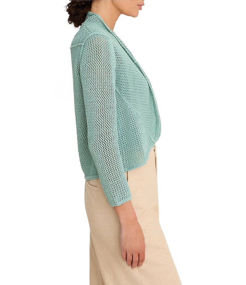 NIC + ZOE Mesh Cocoon Open Front Long Sleeve Cardigan