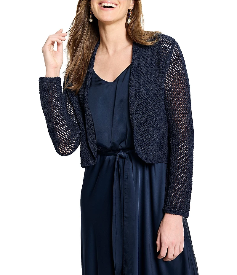NIC + ZOE Mesh Cocoon Open Front Long Sleeve Cardigan
