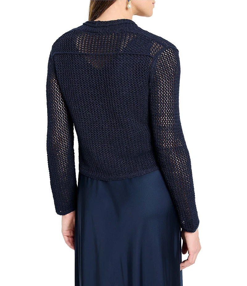 NIC + ZOE Mesh Cocoon Open Front Long Sleeve Cardigan