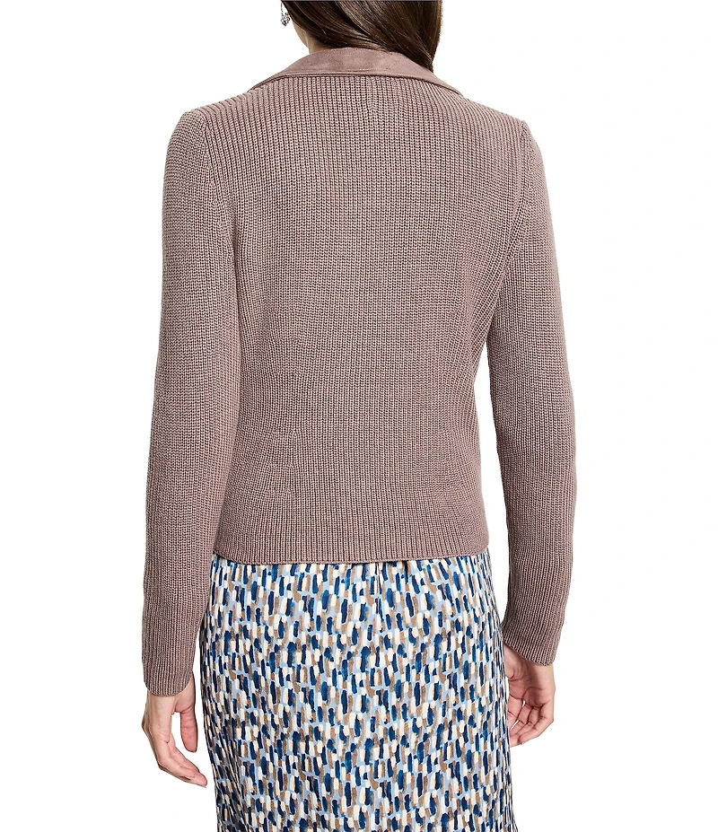 NIC + ZOE Mixed Media Notch Collar Long Sleeve Moto Jacket