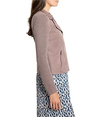 NIC + ZOE Mixed Media Notch Collar Long Sleeve Moto Jacket