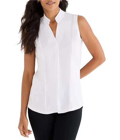 NIC + ZOE Mixed Media Stand Collar Sleeveless Tank