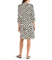 NIC + ZOE Mod Mix Zelda Split Neck Long Sleeve Shirt Dress